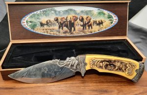 Carved Elephant Tribute knife