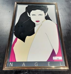 Vintage Patrick Nagel Mid Century Modern Woman Framed Print