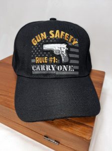 Black Gun Safety Rule #1 Hat Carry one pistol handgun american flag
